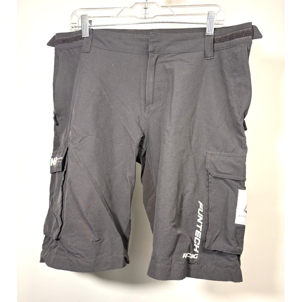 HELLY HANSEN HYDROPOWER PRO Series Mens Grey Cargo Shorts Funtech Logo   sz 34